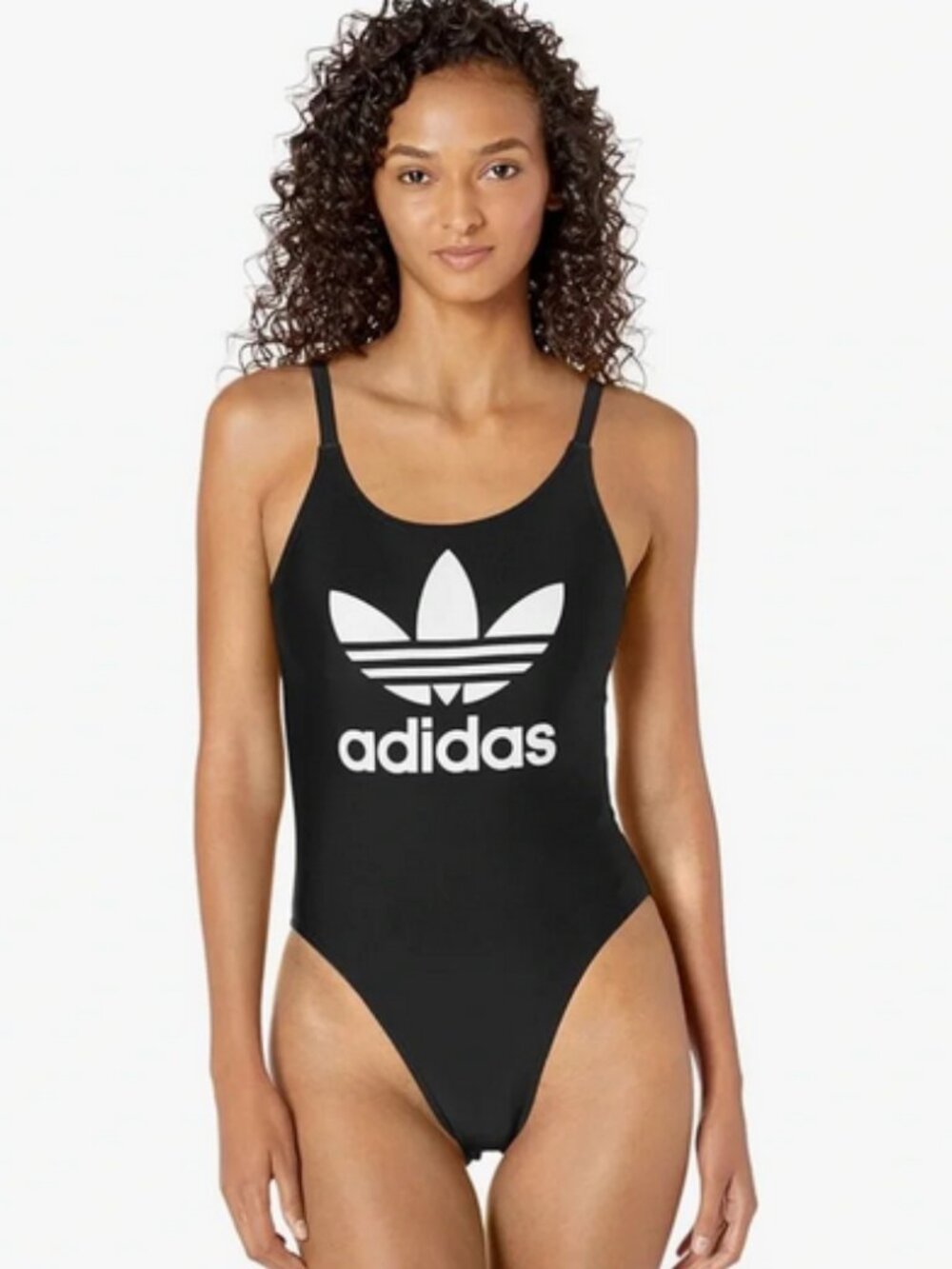 Black Adidas Originals Trefoil Logo One Piece Swimsuit XS